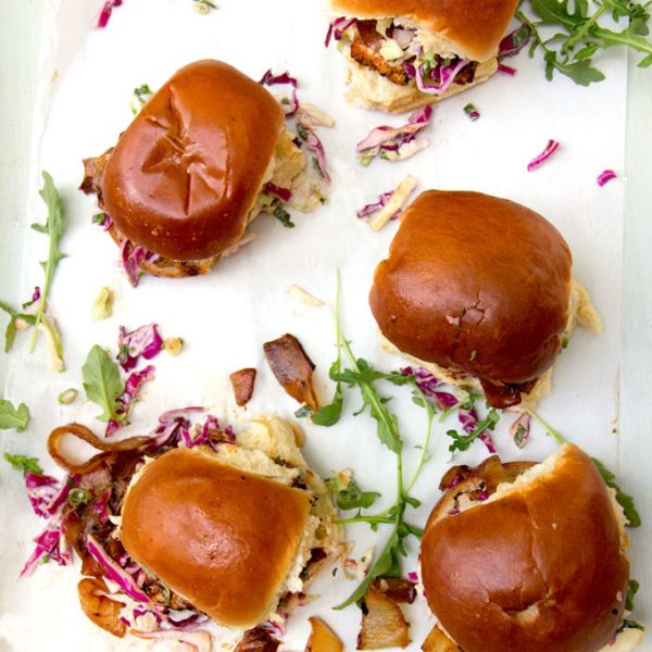 Grilled Chicken Sliders with Lemon Aioli and Red Onion Marmalade