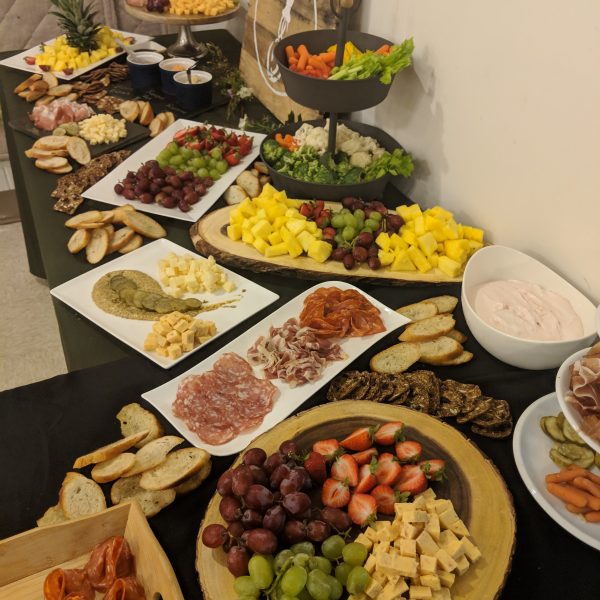 Photograph of a catered appetizer table