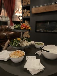 Picture of an appetizer table with various appetizers at a small private party